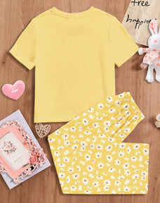 Sunflower Printed Half Sleeve Night Suit (7-14 Years)
