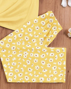 Sunflower Printed Half Sleeve Night Suit (7-14 Years)