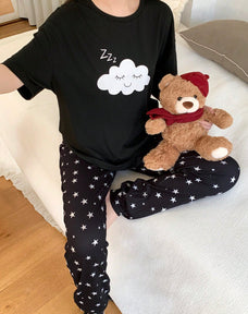 Cloud Half Sleeve Printed Night Suit (7-16 Years)