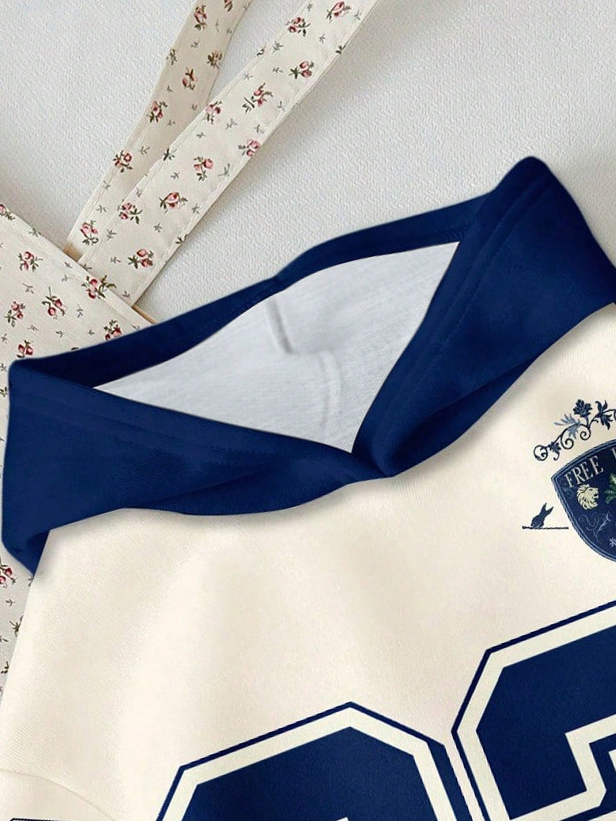 Winter Navy & Cream 23 Pullover Hoodie For Women