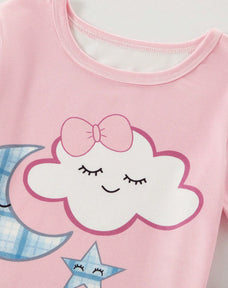 Moon & Cloud Printed Half Sleeve Kids Suit
