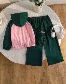 Cute Pink Bow Printed Kids Winter Suit