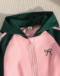 Cute Pink Bow Printed Kids Winter Suit