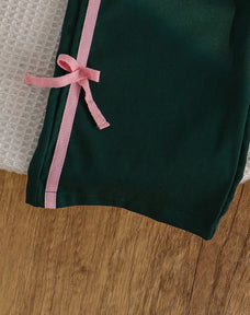 Cute Pink Bow Printed Kids Winter Suit
