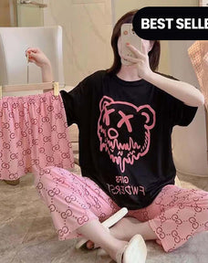 3 Piece Black Teddy Nightwear