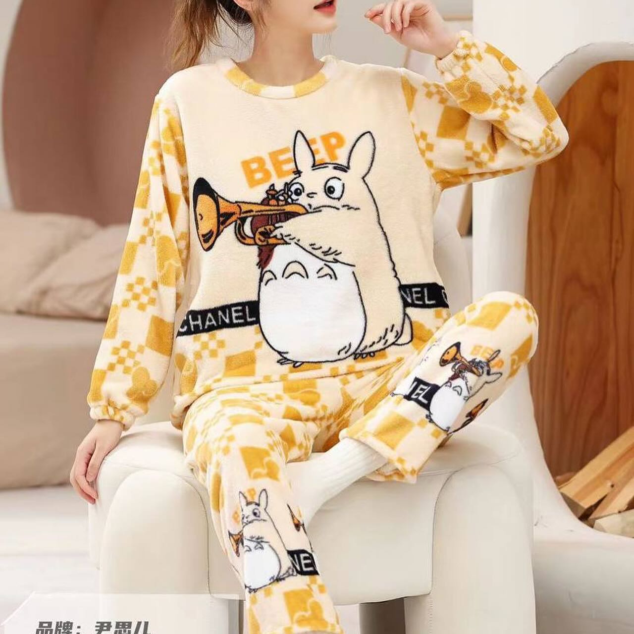 Winter Premium Fleece Trumpet Playing Printed Night Suit