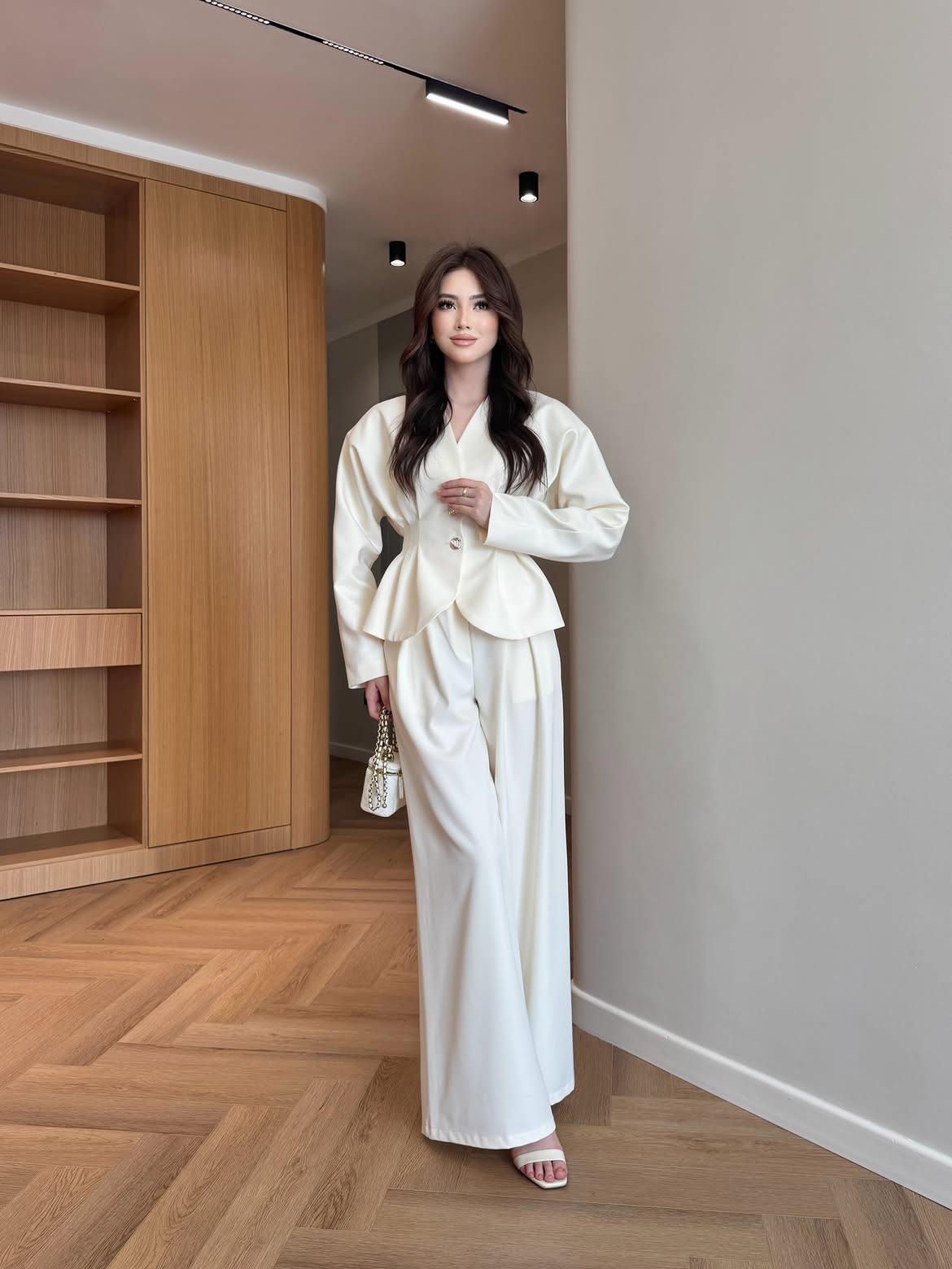 Winter V-Neck Peplum Blazer 2 PC Co-Ord Set