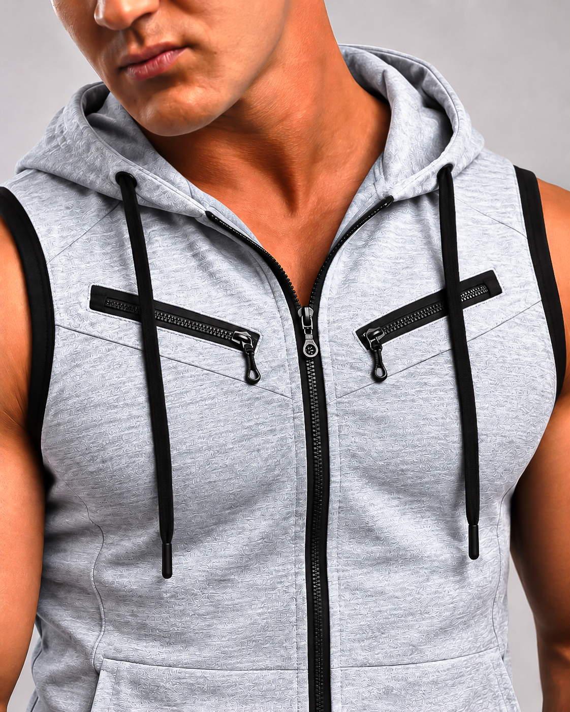 Winter Sleeveless Hooded Zipper For Men