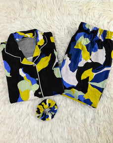 Imported Linen Printed Multi Bear PJ Set-LP6