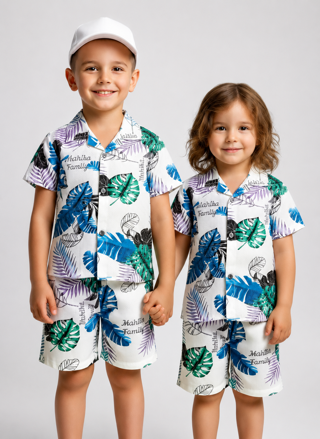 Green Patels Kids Linen Half Sleeve Tee & Shorts Set