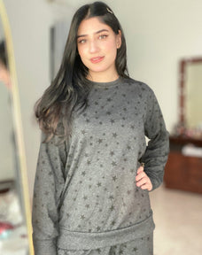 Charcoal Star Printed Night Suit