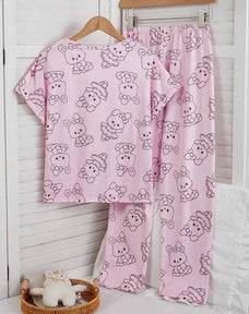 Sweet Bear Half Sleeve Printed Night Suit (7-14 Years)