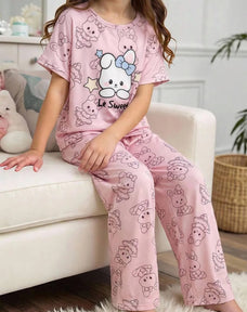 Sweet Bear Half Sleeve Printed Night Suit (7-14 Years)