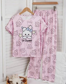 Sweet Bear Half Sleeve Printed Night Suit (7-14 Years)