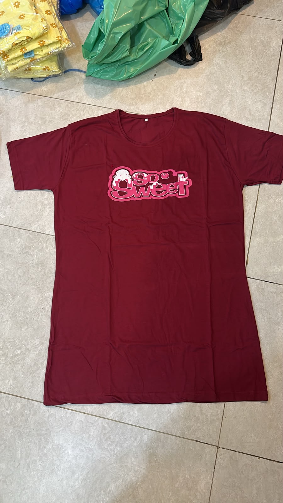 So Cute Printed Maroon Long T Shirt