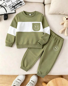 Smiley Face Pocket Printed Kids Winter Suit
