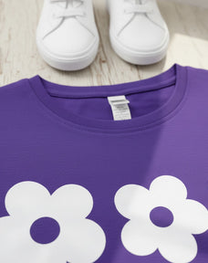 Purple Flower Half Sleeve Kids Suit