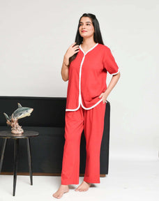 Red Pipen Stylish Night Suit