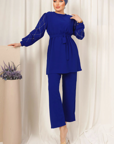 Winter Blue Diamond Printed Co-Ord Set