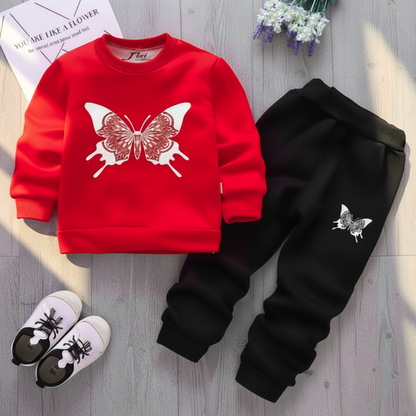 Red Butterfly Printed Kids Winter Suit