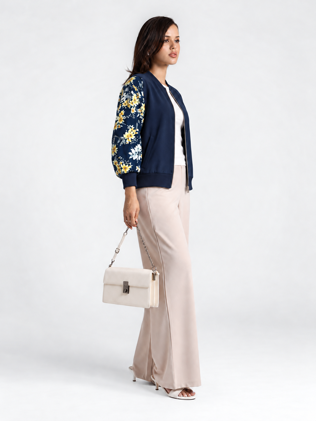 Winter Blue Floral Jacket Women