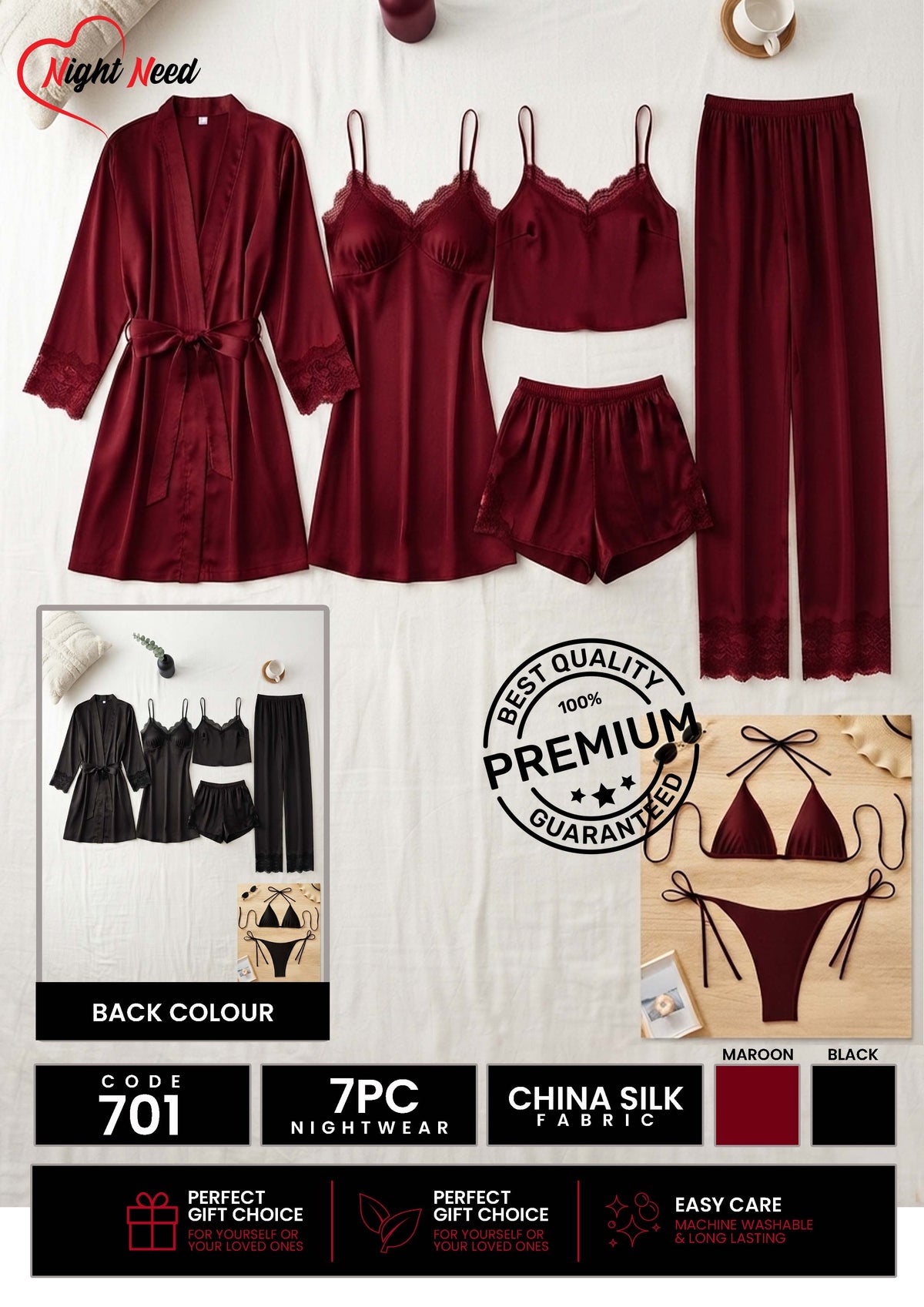 7 Piece Premium Bridal - Luxury Nightwear Essentials Nighty