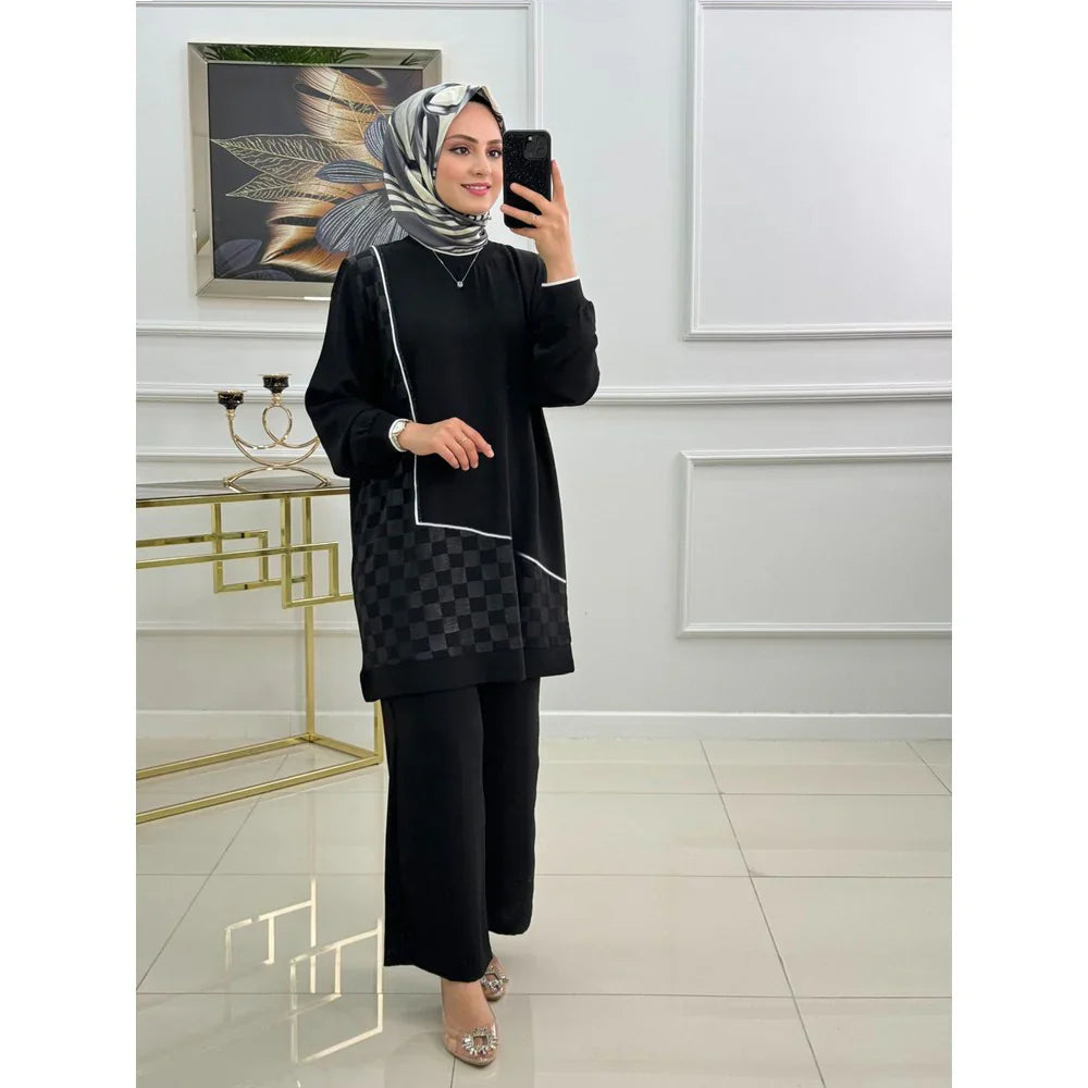 Winter Mosaic Printed Long Sleeves 2 PCs Co-Ord Set