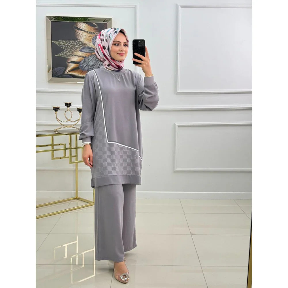 Winter Mosaic Printed Long Sleeves 2 PCs Co-Ord Set