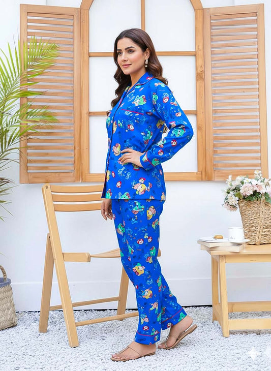 Imported Linen Printed Blue Skies PJ Set-LP7
