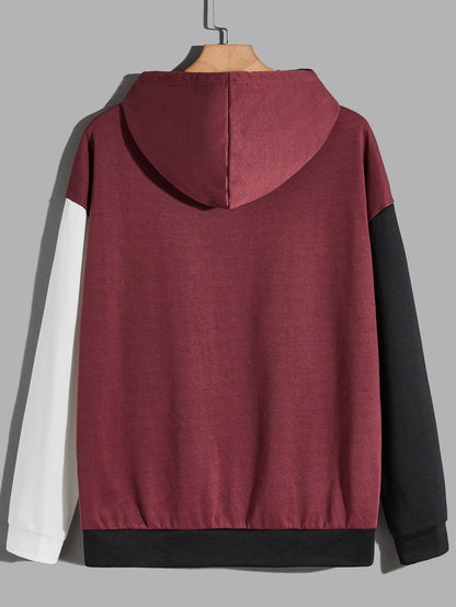 Winter Maroon Black Hoodie For Men