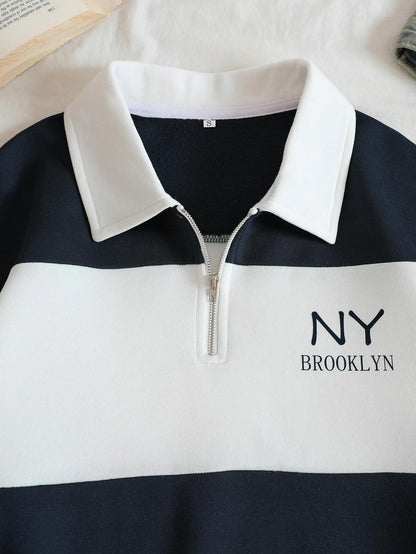 Winter Brooklyn Letter Sweatshirt For Women