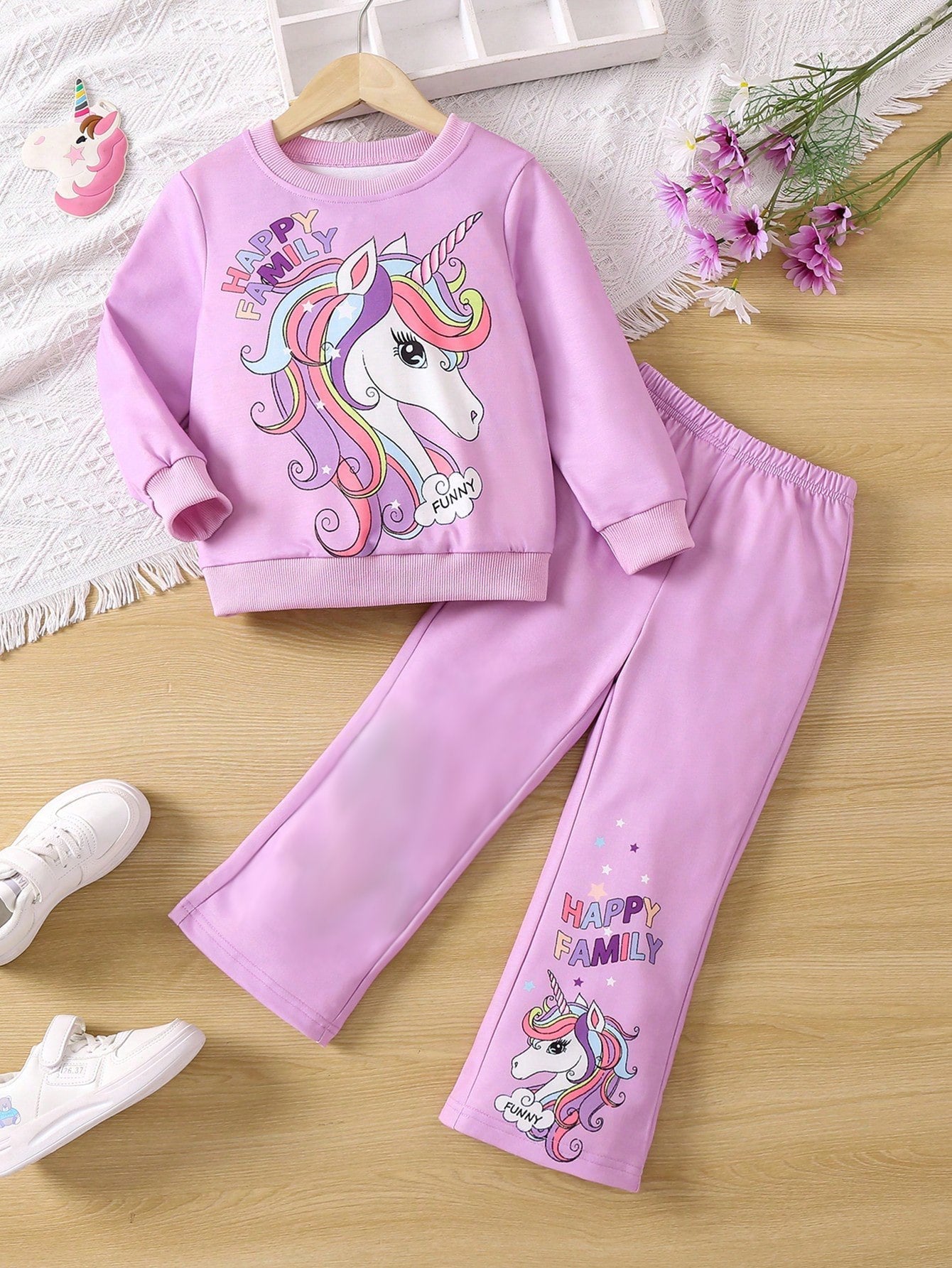 Pinkish Horse Printed Kids Winter Suit