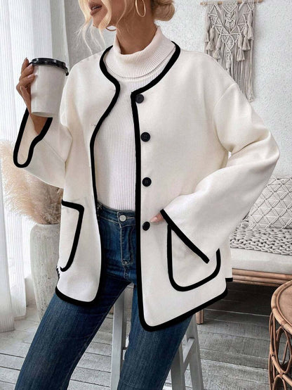 Winter Long Sleeve Winter Trim Coat + Shawl