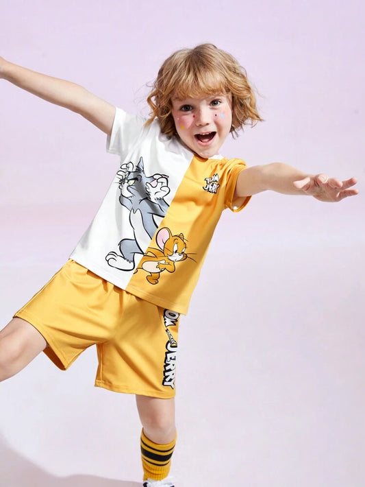 Yellow Tom & Jerry Half Sleeve Kids Suit (Each)