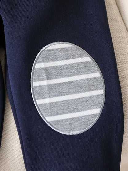Navy Blue Horse Printed Kids Winter Suit