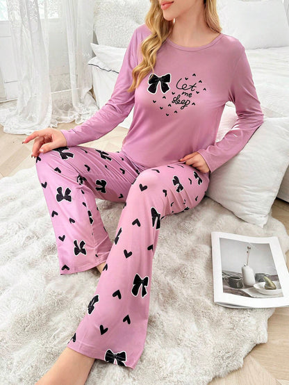 Pink let Me Sleep Printed Night Suit