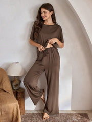 Brown Plain Stylish Night Suit