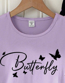 Purple Half Sleeve Butterfly Night Suit (7-14 Years)