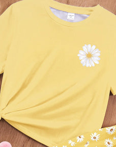 Sunflower Printed Half Sleeve Night Suit (7-14 Years)