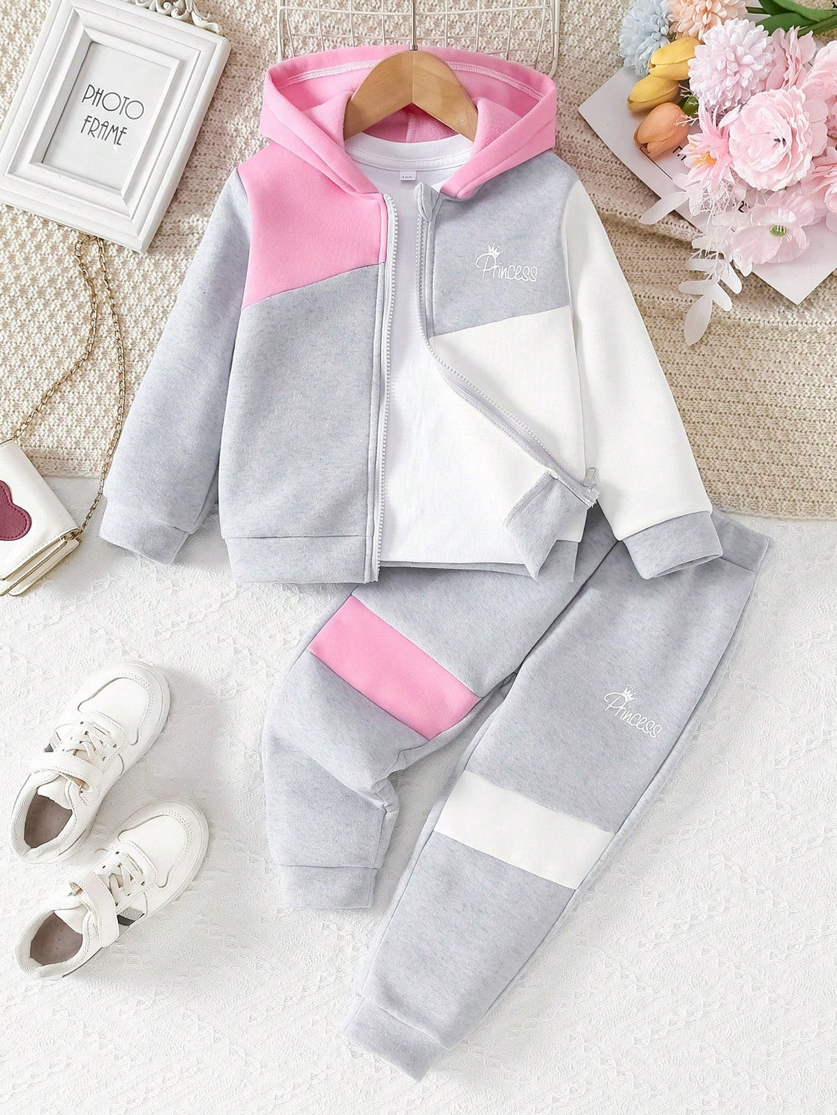 Princess Hoodie Printed Kids Winter Suit