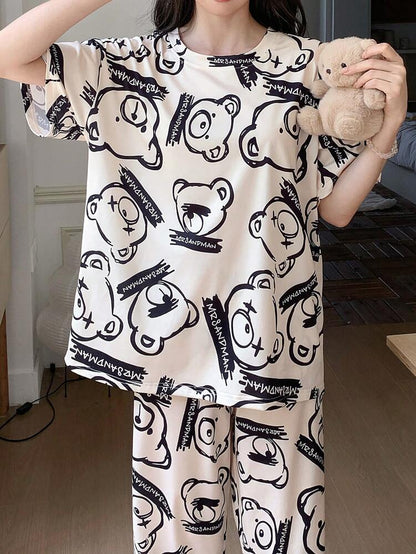 Midnight Teddy Printed Night Suit
