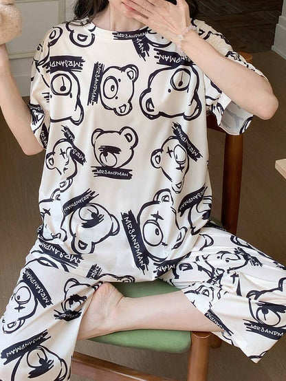 Midnight Teddy Printed Night Suit