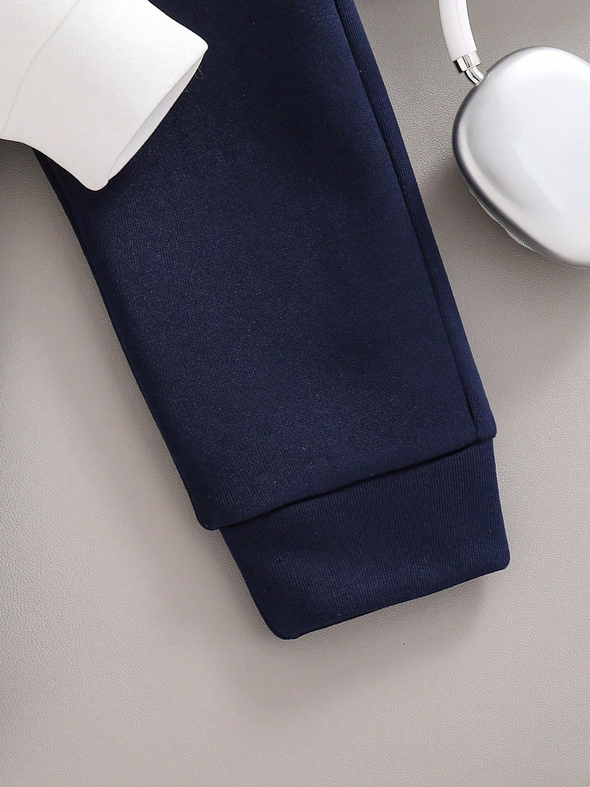 Navy Colorblock Crewneck Printed Kids Winter Suit