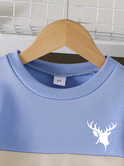 Sky Blue Panel Printed Kids Winter Suit (Each)