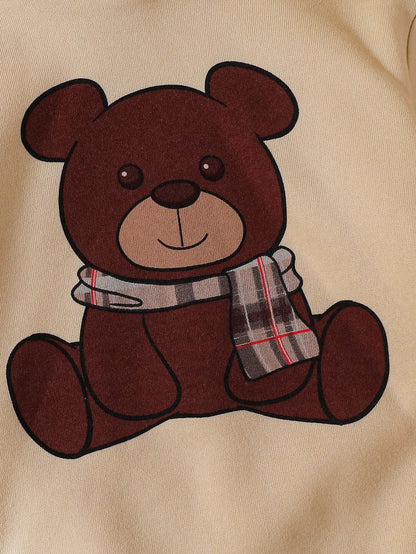 Brown Panda Printed Kids Winter Suit