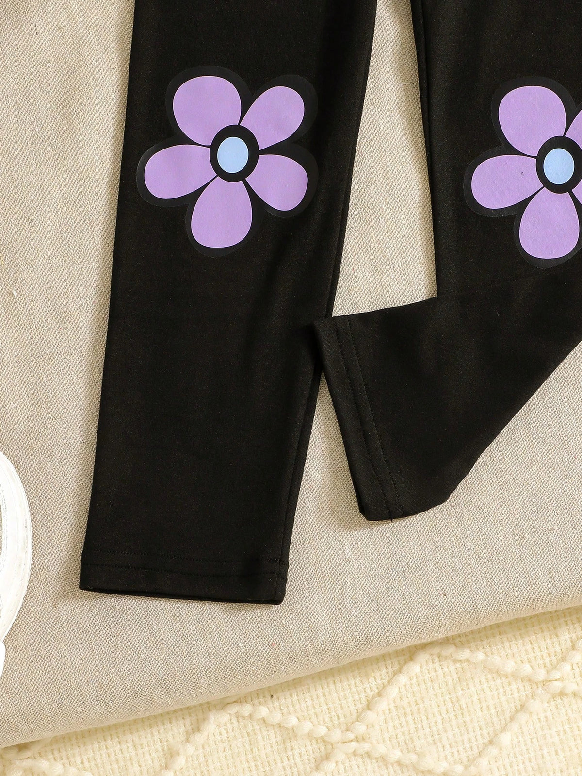 Purple Flowers &amp; Heart Printed Kids Winter Suit