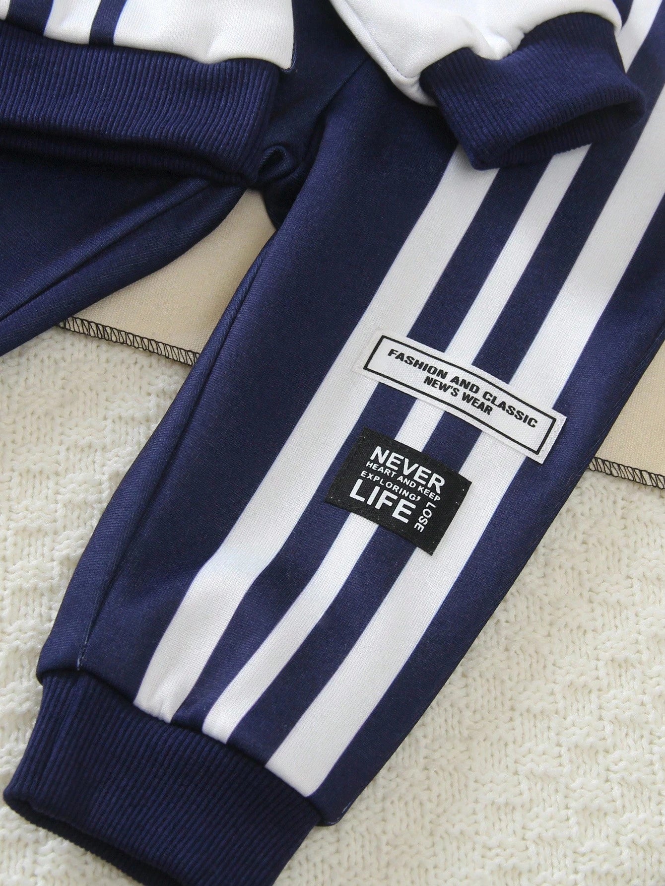 Navy Blue Liner Printed Kids Winter Suit