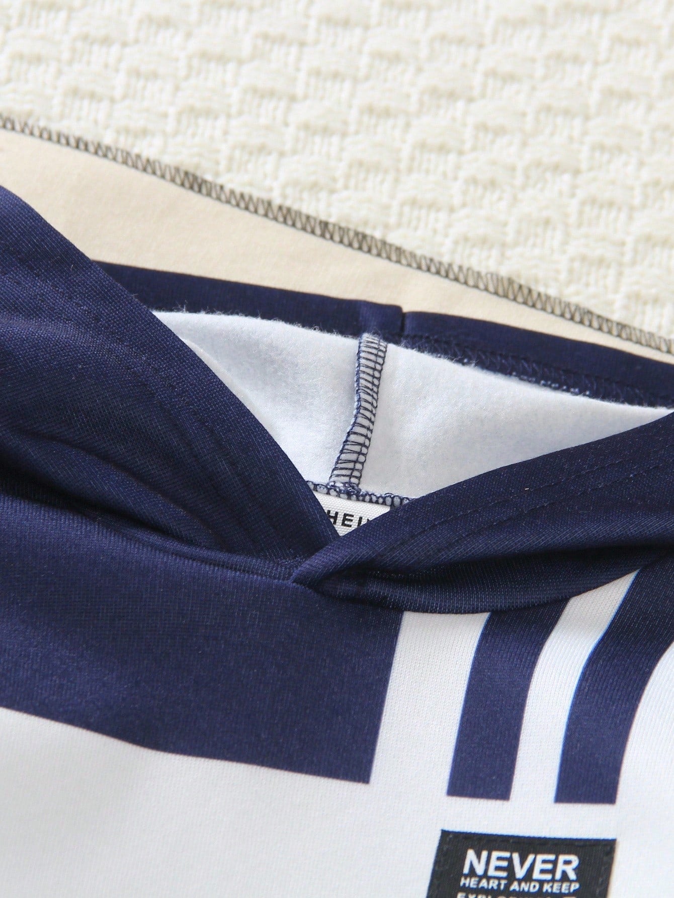 Navy Blue Liner Printed Kids Winter Suit