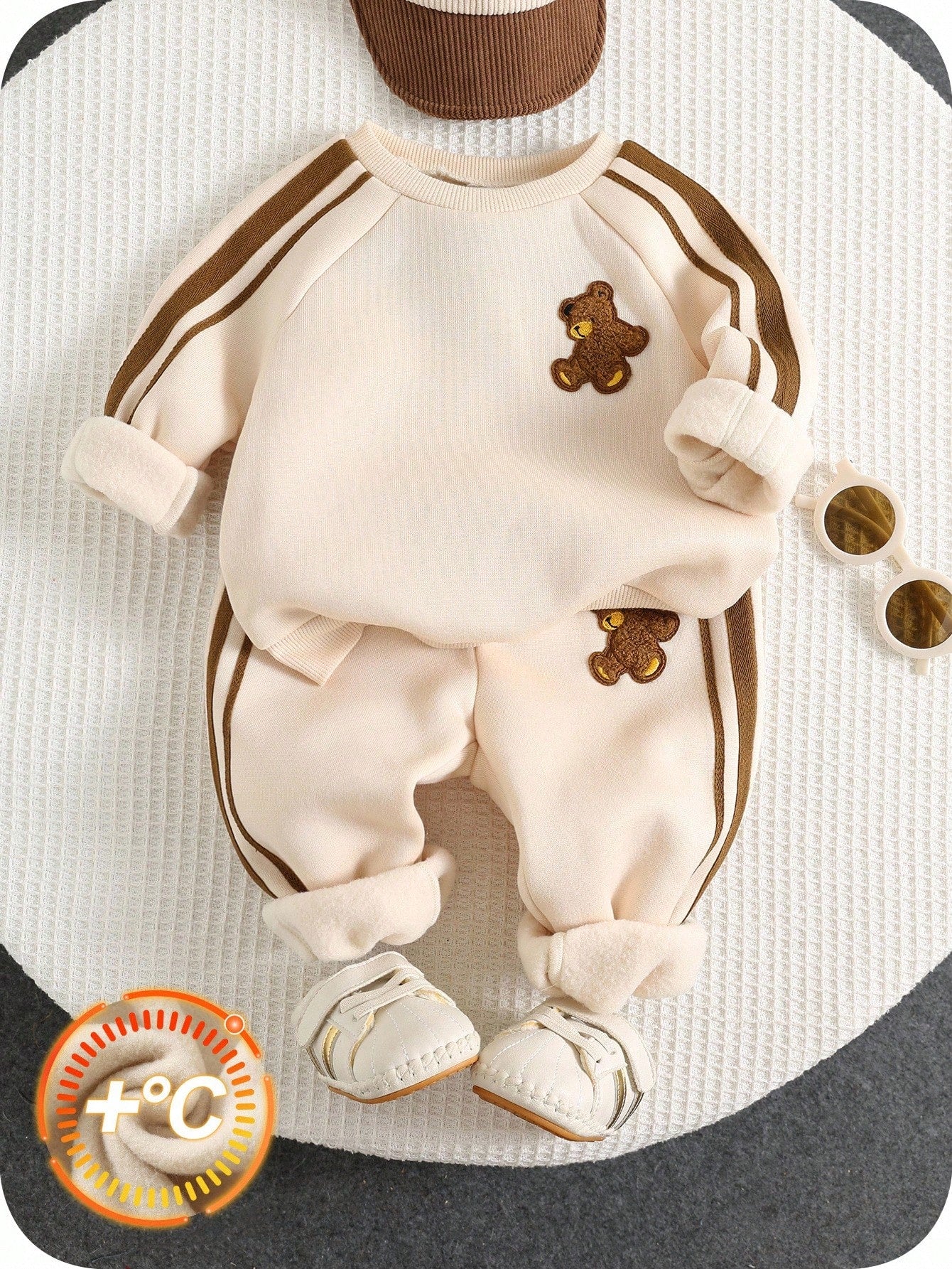 Brown Baby Panda Printed Kids Winter Suit