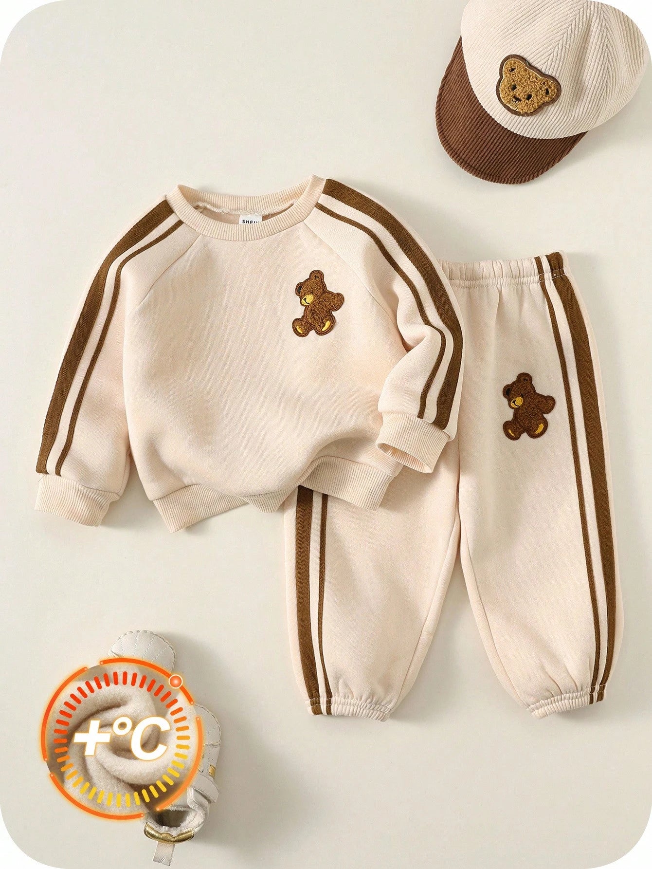 Brown Baby Panda Printed Kids Winter Suit